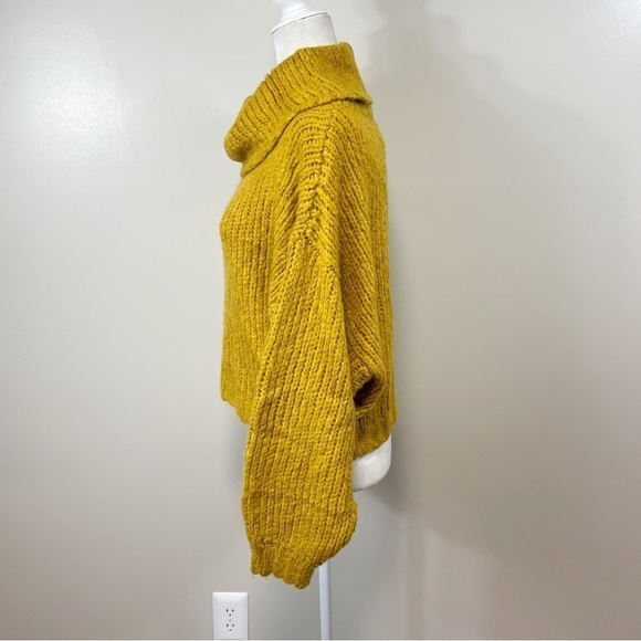 Pilcro ANTHRO Mustard Cowl Neck Long Sleeve Alpaca Wool Blend Yarn Sweater SMALL - Picture 6 of 10